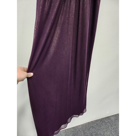 MSK Maxi Dress Medium Purple Shimmery Gold Chain Halter Evening Party Holiday - Picture 5 of 10